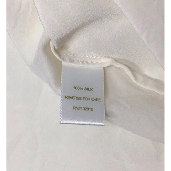 Garnet Hill Blouse 100% Silk Ivory Buttons Pleats Long Sleeves 16 Roll Tab Slv - Picture 9 of 12